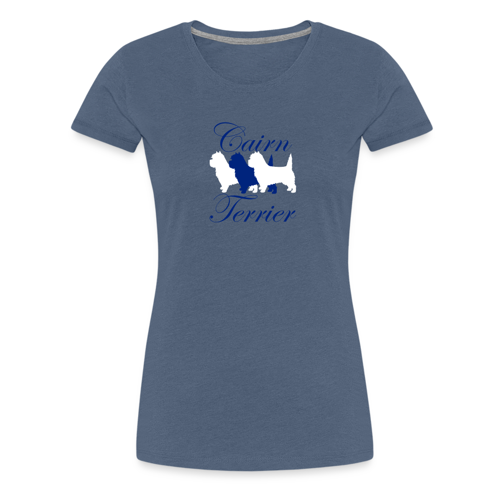 Women’s Premium T-Shirt - Cairn Terrier-Schriftzug - Blau meliert