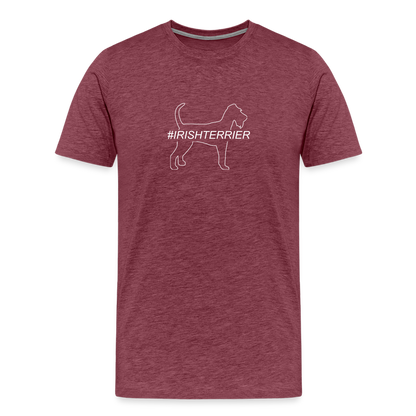 Männer Premium T-Shirt - Irish Terrier - Hashtag - Bordeauxrot meliert