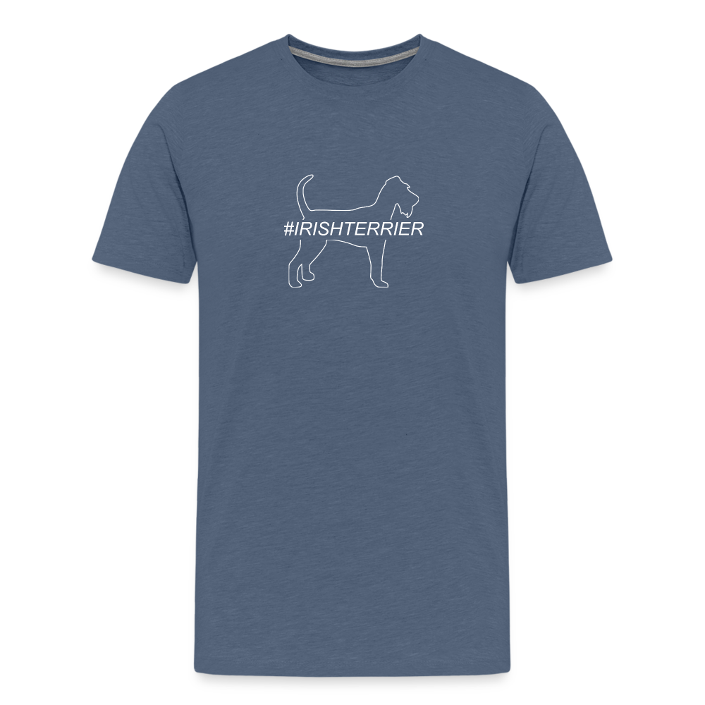 Männer Premium T-Shirt - Irish Terrier - Hashtag - Blau meliert