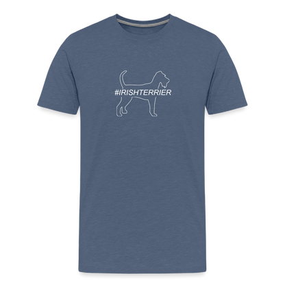 Männer Premium T-Shirt - Irish Terrier - Hashtag - Blau meliert