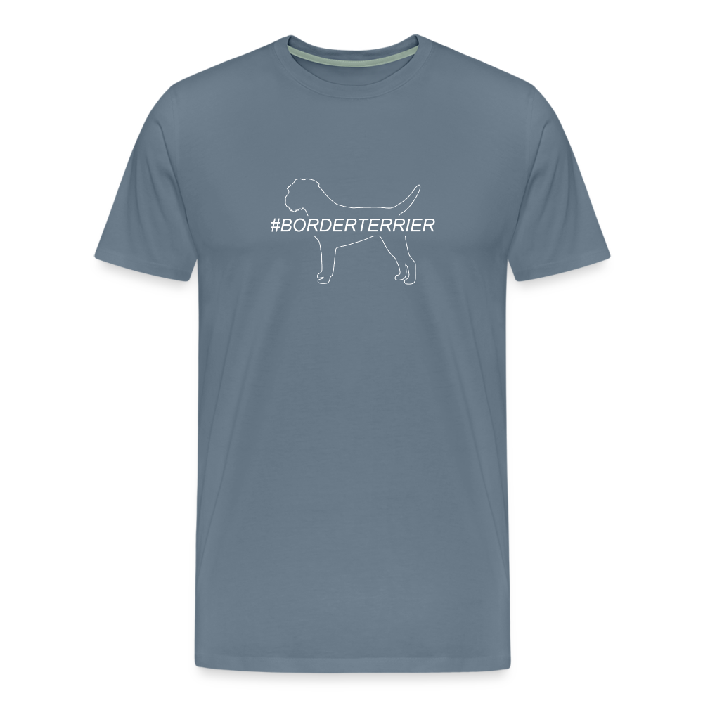 Männer Premium T-Shirt - Border Terrier - Hashtag - Blaugrau