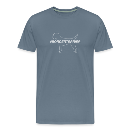 Männer Premium T-Shirt - Border Terrier - Hashtag - Blaugrau