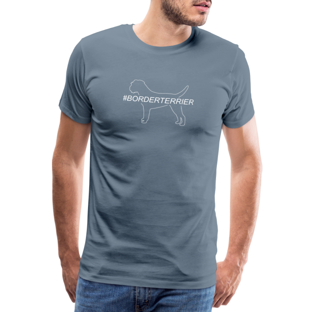 Männer Premium T-Shirt - Border Terrier - Hashtag - Blaugrau