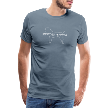 Männer Premium T-Shirt - Border Terrier - Hashtag - Blaugrau