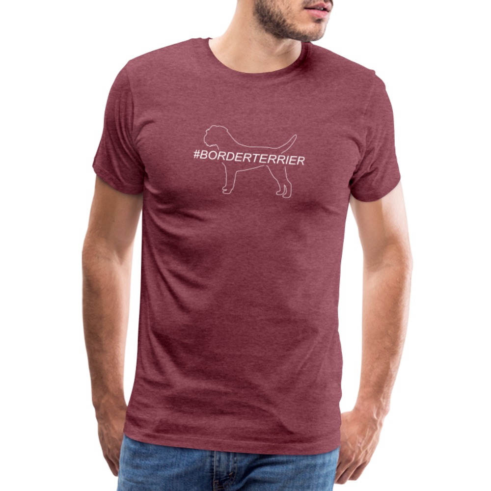 Männer Premium T-Shirt - Border Terrier - Hashtag - Bordeauxrot meliert