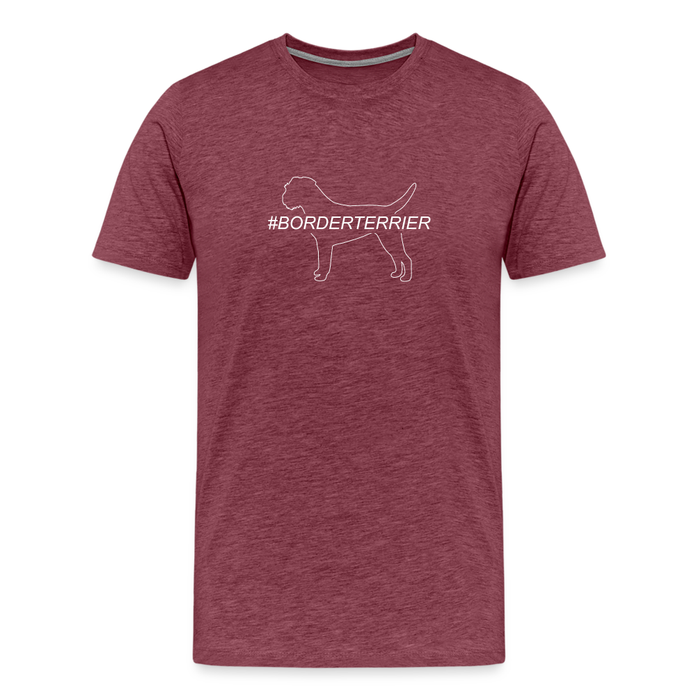 Männer Premium T-Shirt - Border Terrier - Hashtag - Bordeauxrot meliert