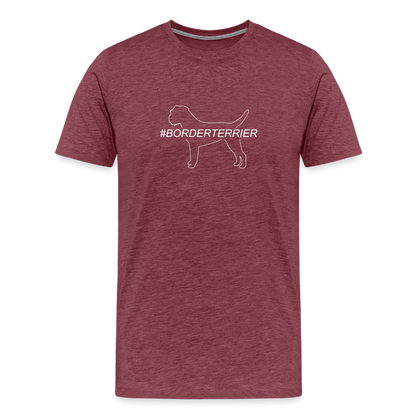 Männer Premium T-Shirt - Border Terrier - Hashtag - Bordeauxrot meliert