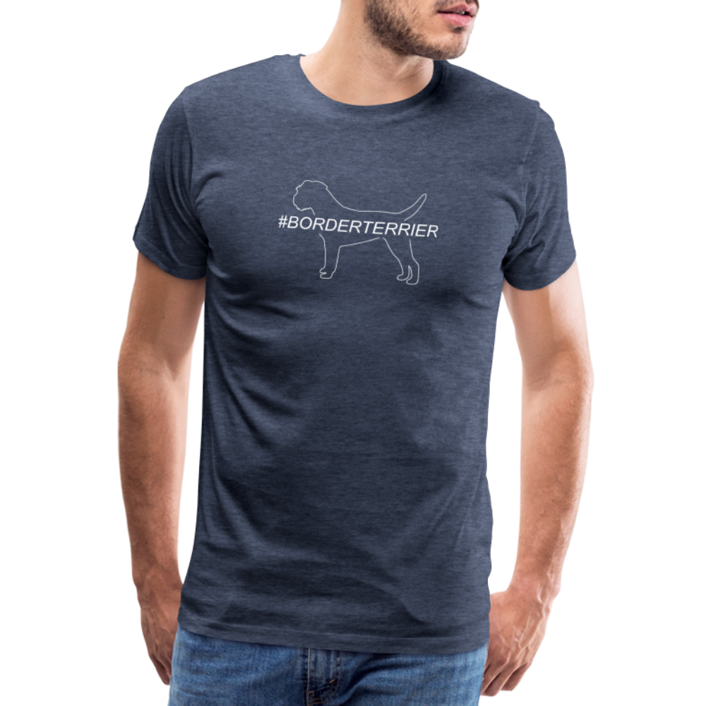 Männer Premium T-Shirt - Border Terrier - Hashtag - Blau meliert