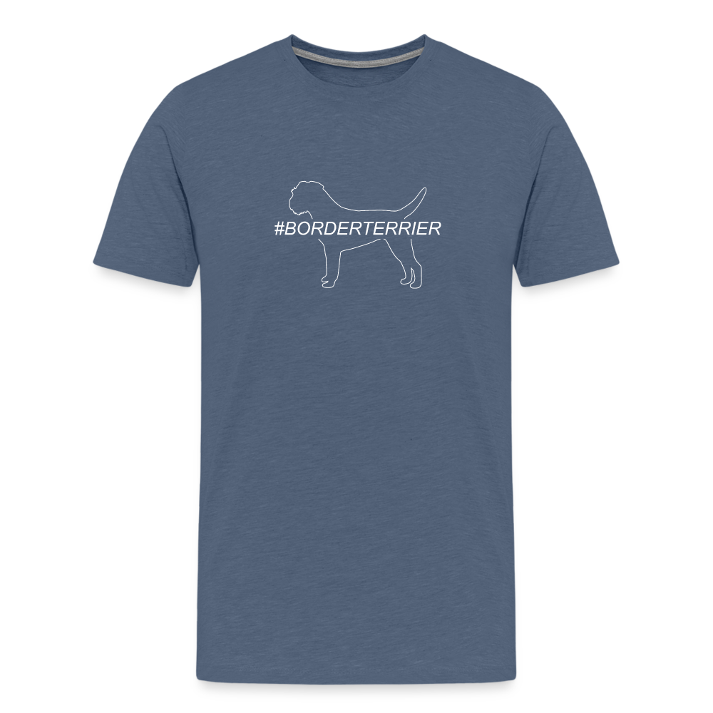 Männer Premium T-Shirt - Border Terrier - Hashtag - Blau meliert