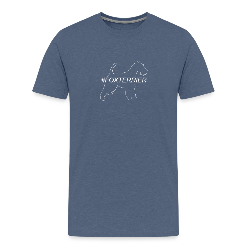 Männer Premium T-Shirt - Foxterrier - Hashtag - Blau meliert