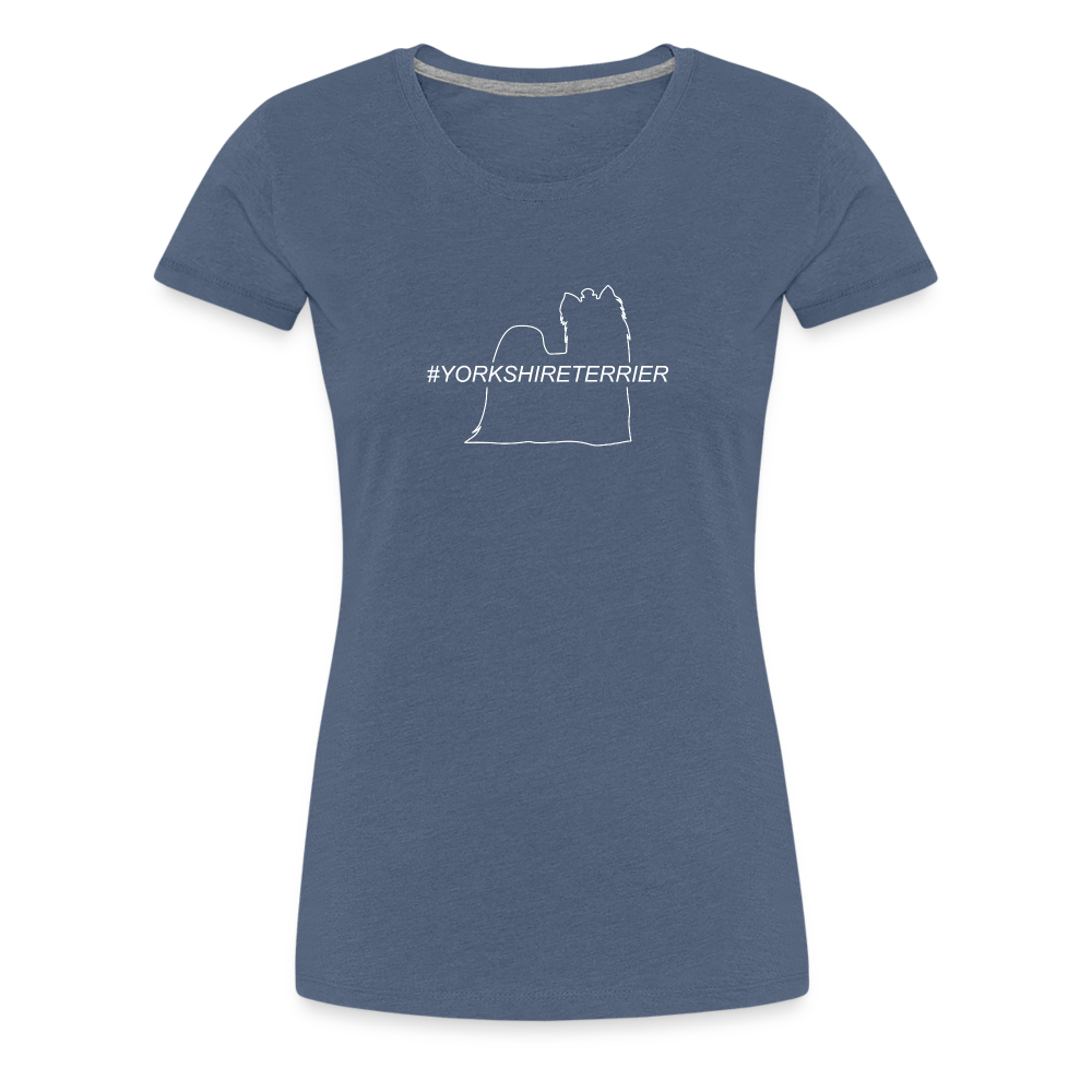 Women’s Premium T-Shirt - Yorkshire Terrier - Hashtag - Blau meliert